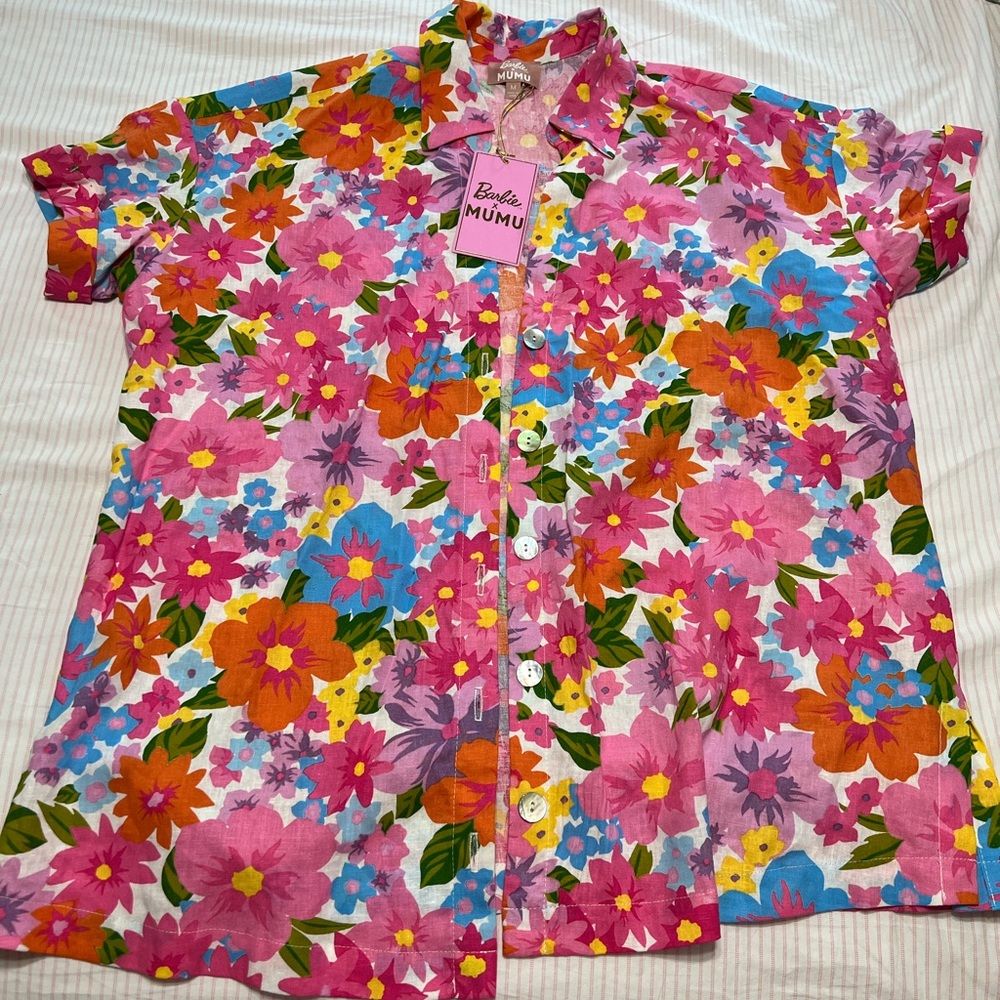Show Me Your MuMu Barbie Blooms Button Down Shirt